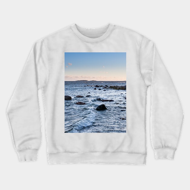 Baltic Sea Evening Crewneck Sweatshirt by ansaharju